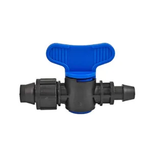 16mm drip tape valve with dual lock nuts